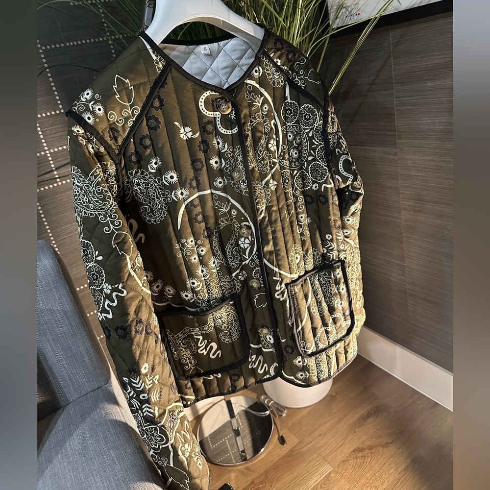 Olive Patterned Women's Jacket - image 6